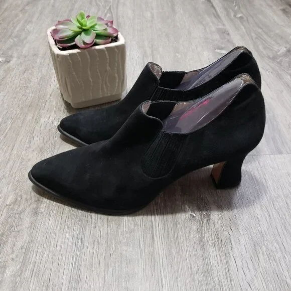 Ingledews * Vintage Black Suede Ankle Shoe Sz 7.5 - Picture 3 of 12